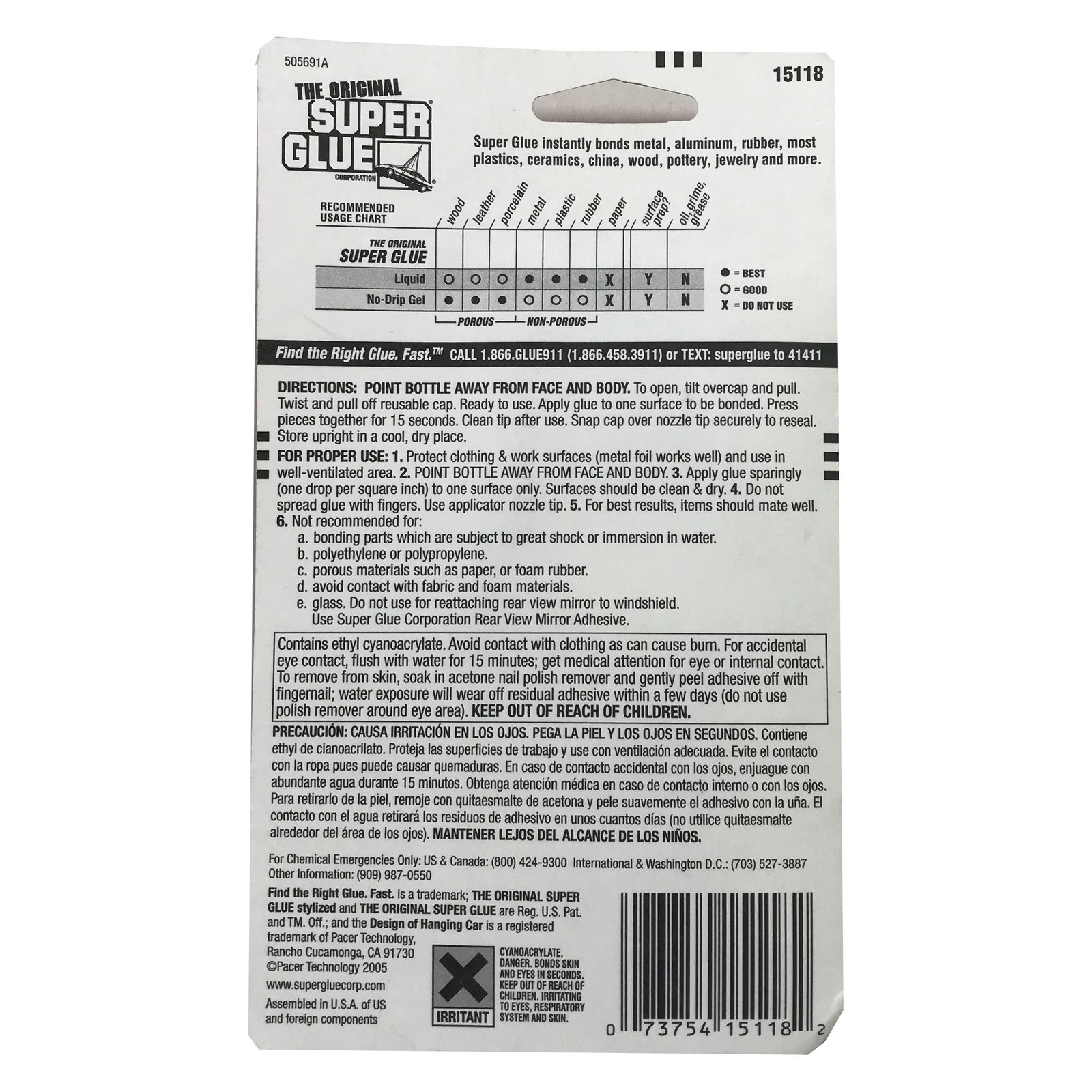 Super Glue 15118 Instant Adhesive,20g Bottle,Clear