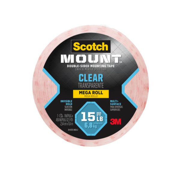 Scotch 3M Double Sided Mounting Tape Clear 15lb 2.5m x 11.4m