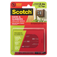 Scotch 3M Mounting Strips Signs and Numbers 6lbs 2.5cm x 7.6cm