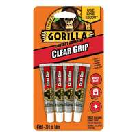 Gorilla Clear Grip Contact Adhesive Crystal Clear Waterproof 4 Mini Tubes
