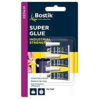 Bostik Super Glue Industrial Strength Mini Tubes 3 x 1ml