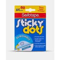 Sellotape Sticky Dots Removable Medium Double Sided Peelable Adhesive 80 Dots